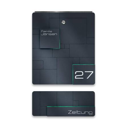 Metzler Briefkasten Anthrazit Edelstahl Gravur optional | Modell02