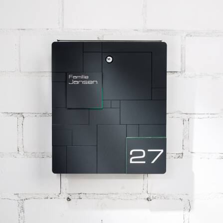 Metzler Briefkasten Anthrazit Edelstahl Gravur optional | Modell02