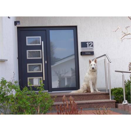 Plaque de numéro de maison en acier inoxydable en anthracite large