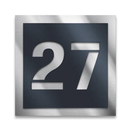 Hausnummerntafel Edelstahl in Anthrazit