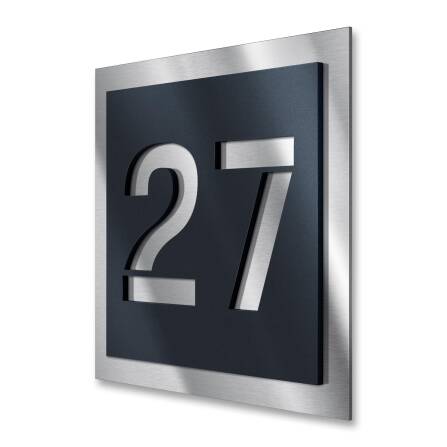 Hausnummerntafel Edelstahl in Anthrazit