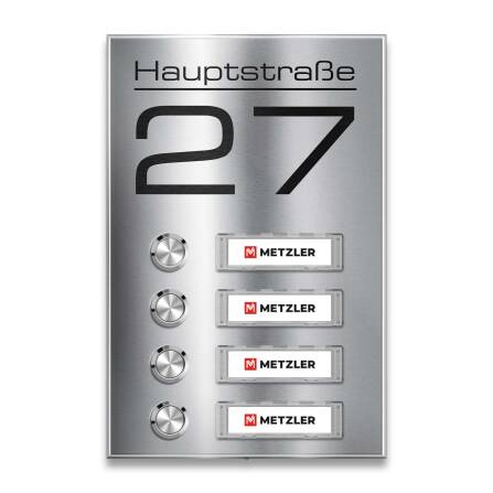 Metzler Funkklingel mit 4 Klingeltastern | Edelstahl...