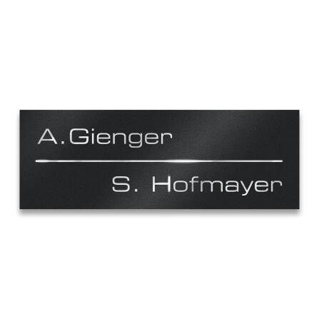 Namensschild aus Edelstahl in Schwarz mit Lasergravur