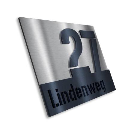 Plaque de numéro de maison en acier inoxydable avec rue en anthracite