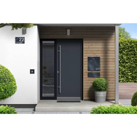 Hausnummernschild Anthrazit aus Edelstahl