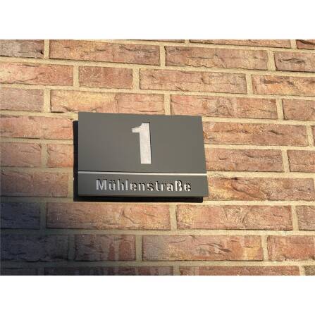 Hausnummernschild Anthrazit aus Edelstahl