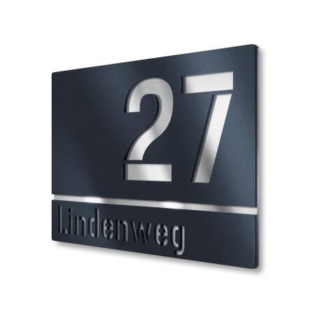 Hausnummernschild Anthrazit aus Edelstahl