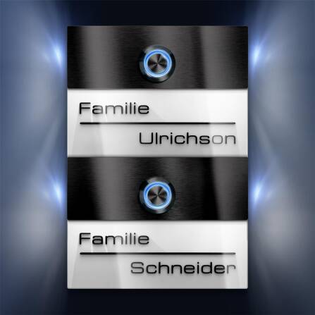 Metzler Sonnette immeuble collectif deux parties acier inoxydable blanc Gravure 3D optionnelle | Sena M2