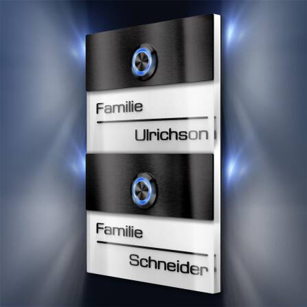 Metzler Sonnette immeuble collectif deux parties acier inoxydable blanc Gravure 3D optionnelle | Sena M2