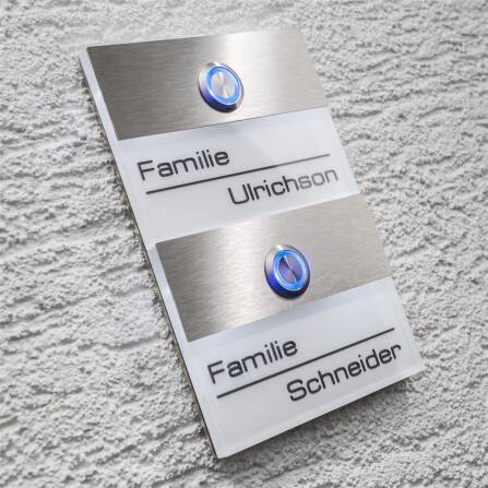 Metzler Sonnette immeuble collectif deux parties acier inoxydable blanc Gravure 3D optionnelle | Sena M2