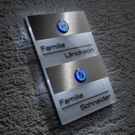 Metzler Sonnette immeuble collectif deux parties acier inoxydable blanc Gravure 3D optionnelle | Sena M2