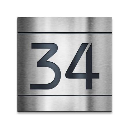 Quadratisches Hausnummernschild aus Edelstahl