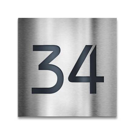 Hausnummernschild aus Edelstahl gebürstet