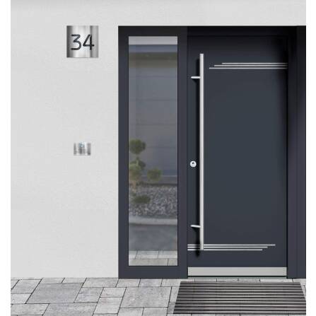 Hausnummernschild aus Edelstahl gebürstet