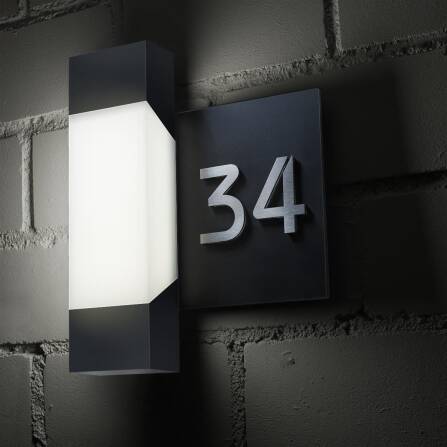 LED Außenleuchte | Anthrazit | Edelstahl Hausnummernschild | Steinbach