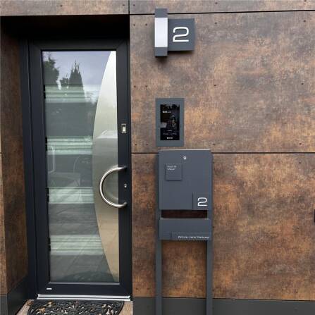 LED Außenleuchte | Anthrazit | Edelstahl Hausnummernschild | Steinbach