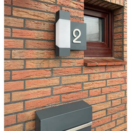 LED Außenleuchte | Anthrazit | Edelstahl Hausnummernschild | Steinbach