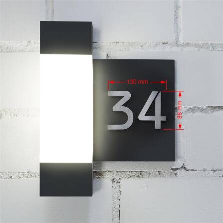 LED Außenleuchte | Anthrazit | Edelstahl Hausnummernschild | Steinbach