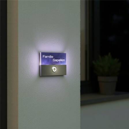 Metzler Campanello Antracite Acciaio Inox LED-3D-Targhetta Nome | Sora