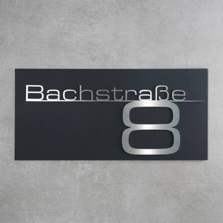 Plaque de numéro de maison avec inscription en acier inoxydable