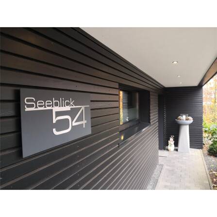 Plaque de numéro de maison avec inscription en acier inoxydable