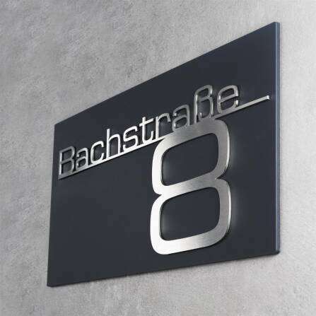 Plaque de numéro de maison avec inscription en acier inoxydable