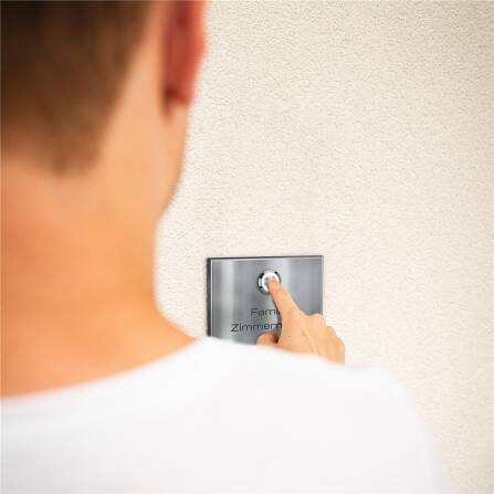 Metzler Funkklingel kabellos Edelstahl V2A | Aufputz Türklingel IP67 | 150m Reichweite  | Edelstahl geschliffen | Vitus