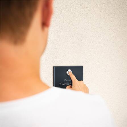 Metzler Campanello senza fili in acciaio inox V2A | Campanello wireless IP67 | 150m di portata | RAL 7016 Antracite Grigio | Vitus