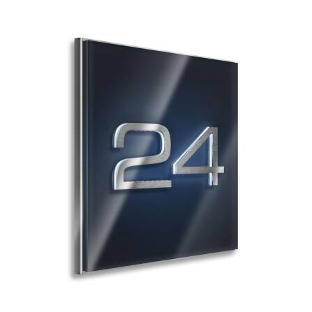 Metzler LED-beleuchtetes Hausnummernschild aus Edelstahl hochglanz