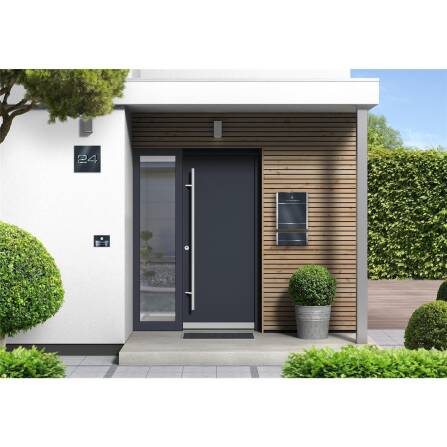 Metzler Hausnummernschild aus Edelstahl matt LED-Beleuchtung