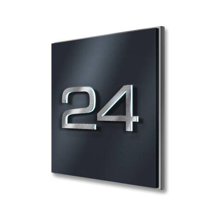 Metzler Hausnummernschild aus Edelstahl matt LED-Beleuchtung