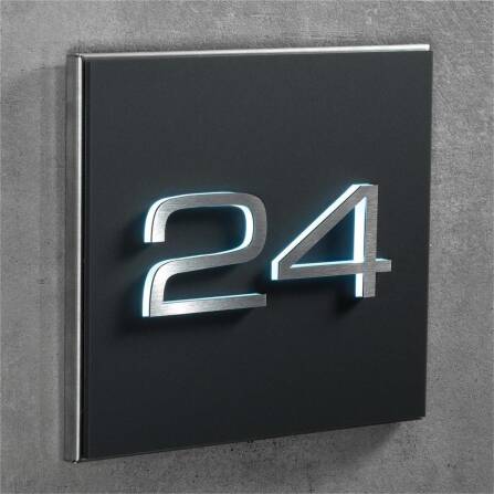 Metzler Hausnummernschild aus Edelstahl matt LED-Beleuchtung