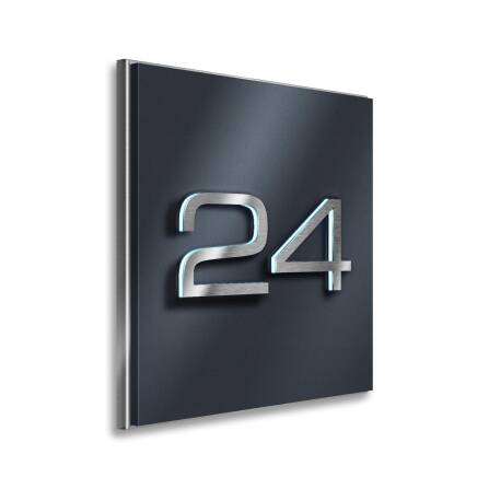 Metzler Hausnummernschild aus Edelstahl matt LED-Beleuchtung