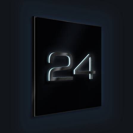 Metzler Hausnummernschild aus Edelstahl matt LED-Beleuchtung