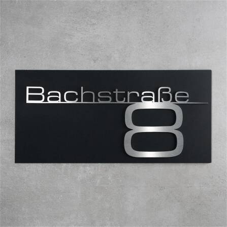 Metzler Hausnummernschild mit Schriftzug aus Edelstahl in...