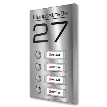 Metzler Klingel Aufputz Edelstahl austauschbare Namensschilder | Tara M4