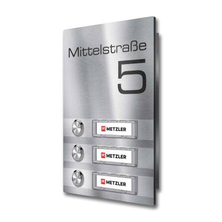 Metzler Klingel Edelstahl austauschbare Namensschilder |...