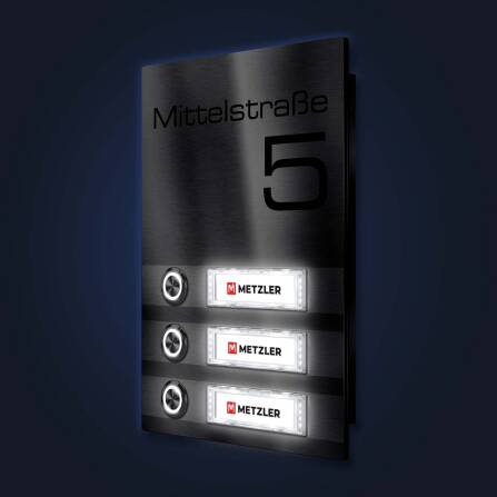 Metzler Klingel Edelstahl austauschbare Namensschilder |...