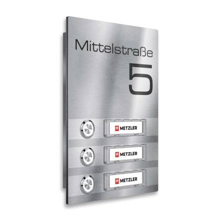 Metzler Campanello in Acciaio Inox con targhette nominative scambiabili | Tara Slim M3