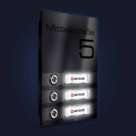 Metzler Campanello in Acciaio Inox con targhette nominative scambiabili | Tara Slim M3