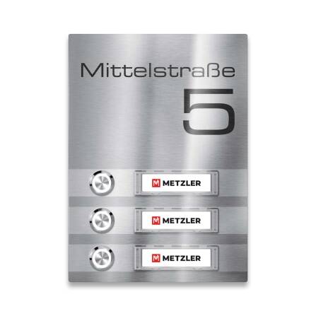 Metzler Campanello in Acciaio Inox con targhette nominative scambiabili | Tara Slim M3