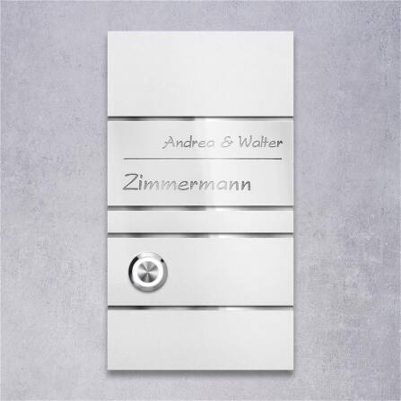 Metzler Design Türklingel Weiß Acrylglas Gravur | Ava Slim