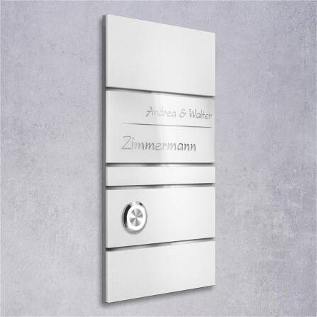 Metzler Design Türklingel Weiß Acrylglas Gravur | Ava Slim