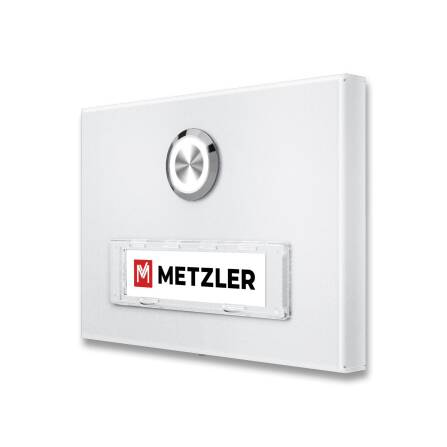 Metzler Türklingel Aufputz Weiß austauschbares Namensschild | Abakos