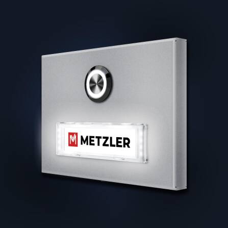 Metzler Türklingel Aufputz Weiß austauschbares Namensschild | Abakos