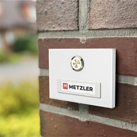 Metzler Türklingel Aufputz Weiß austauschbares Namensschild | Abakos