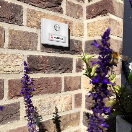 Metzler Türklingel Aufputz Weiß austauschbares Namensschild | Abakos