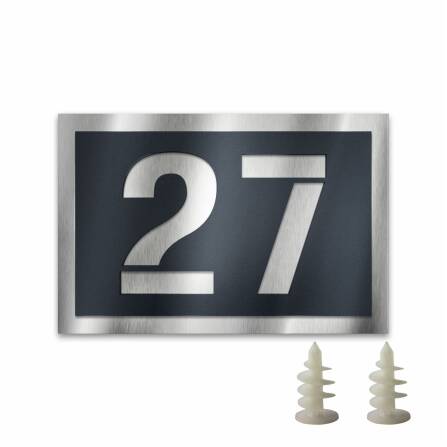 Hausnummernschild aus Edelstahl für WDVS-Fassade