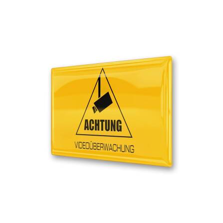 3D-Aufkleber - Achtung Videoüberwachung - gelb