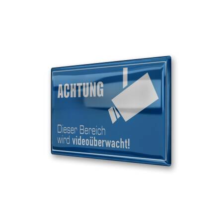 3D-Aufkleber - Achtung Dieser Bereich wird videoüberwacht - blau
